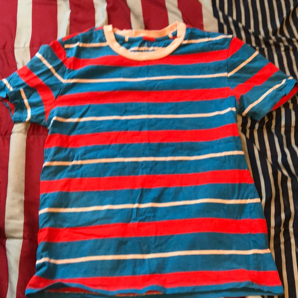 Blue,Red,and Blonde stripe shirt